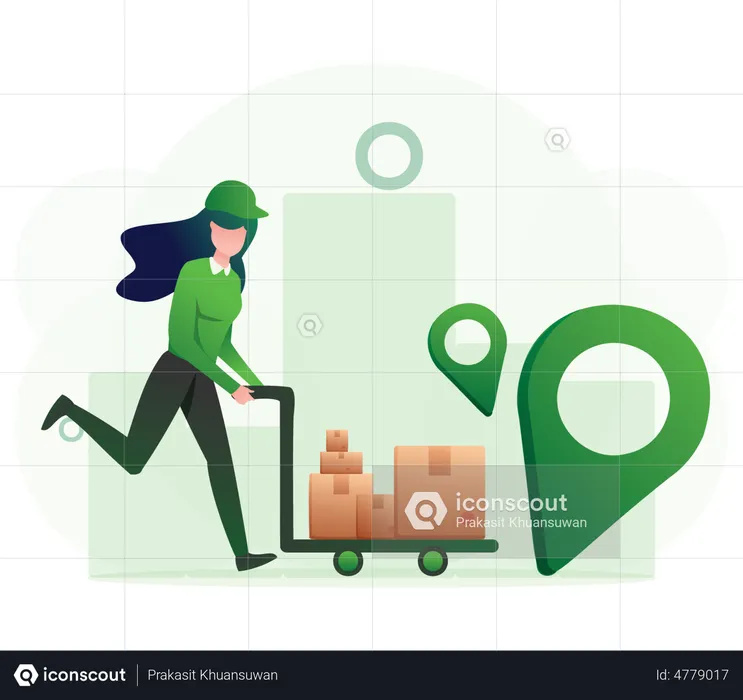 Woman Delivering Package  Illustration