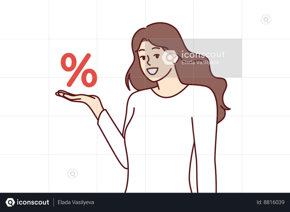 Woman demonstrates percentage sign  Illustration