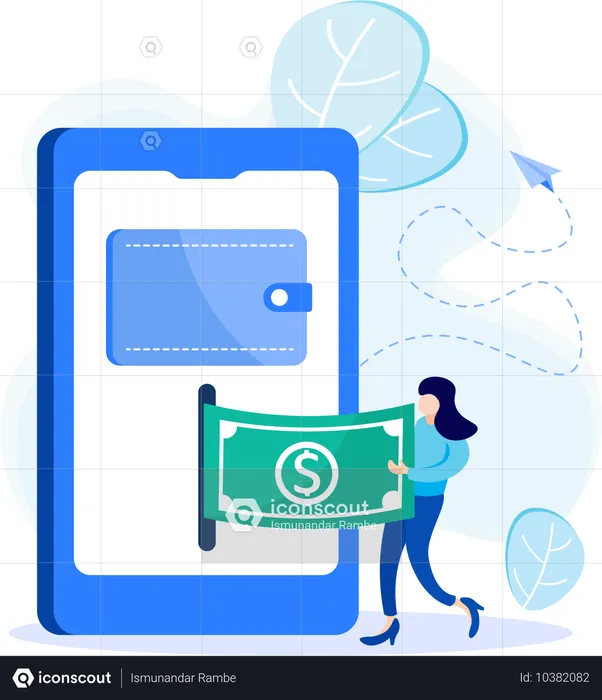 Woman deposit money in E-Wallet  Illustration