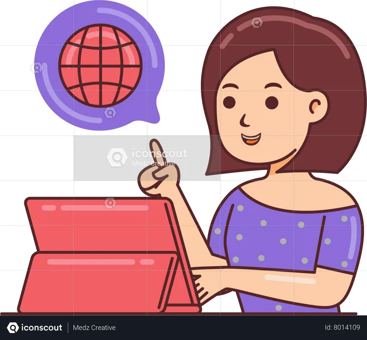 Woman designing online on tablet  Illustration