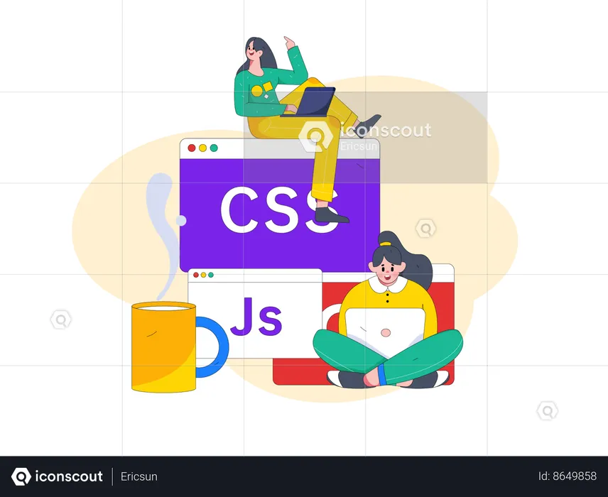 Woman developers doing website development  Illustration