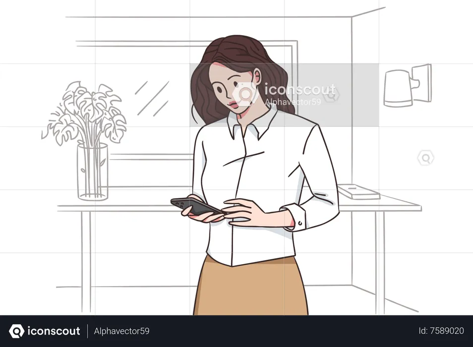 Woman dialing on phone  Illustration
