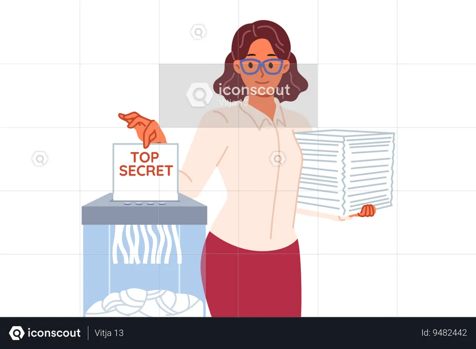 Woman disclosing top secret information  Illustration