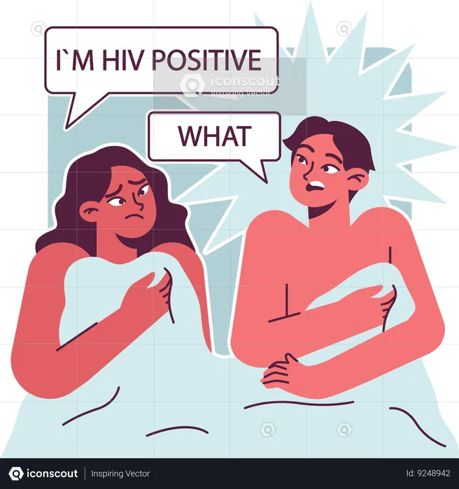 Woman disclosure HIV status during sex with man in bed  Illustration