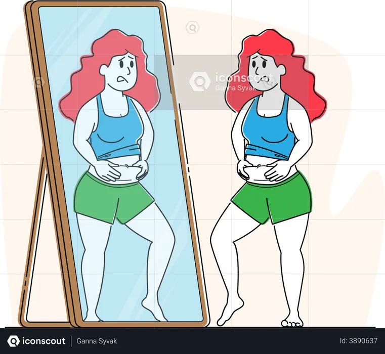 Woman Dissatisfied with her Figure  Illustration