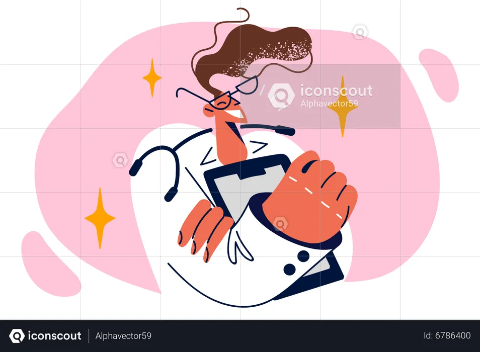 Woman doctor holding clipboard  Illustration