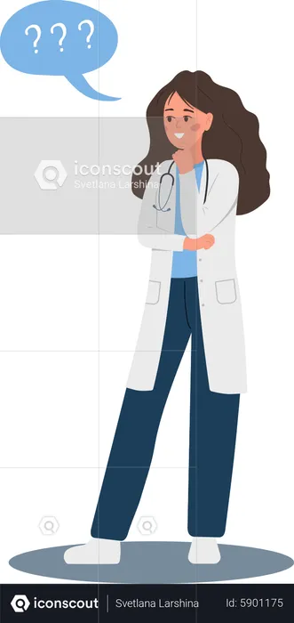 Woman doctor in doubt  Illustration