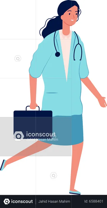 Woman Doctor with suitcase  Illustration
