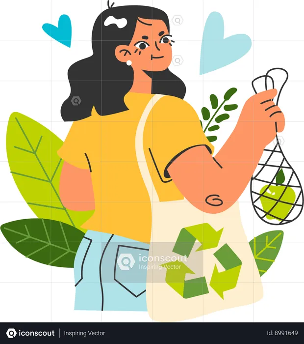 Woman does garbage collection  Illustration