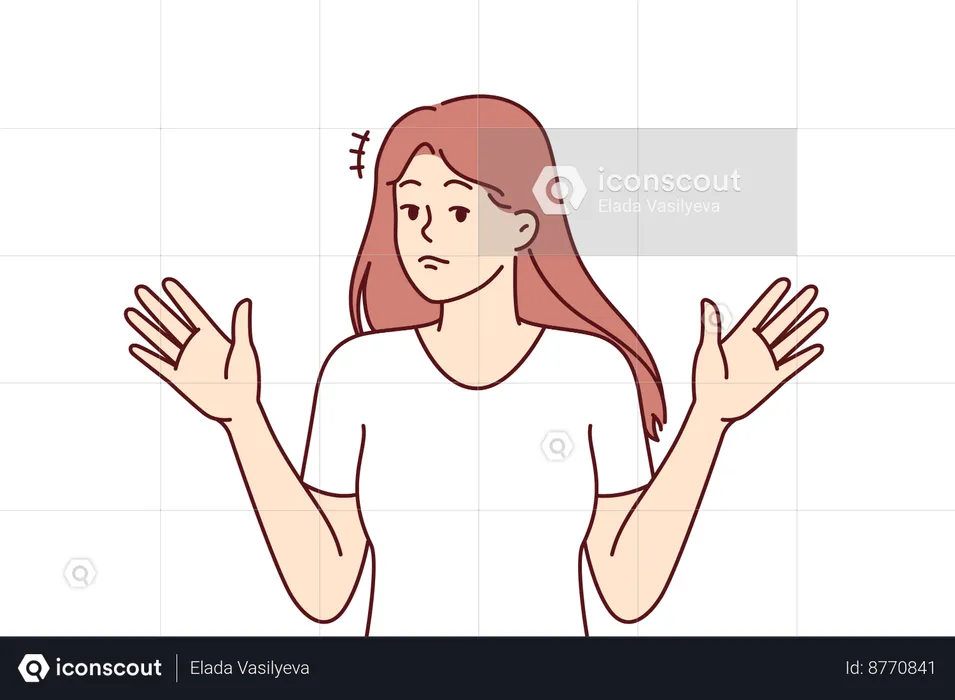 Woman does not know any answers  Illustration