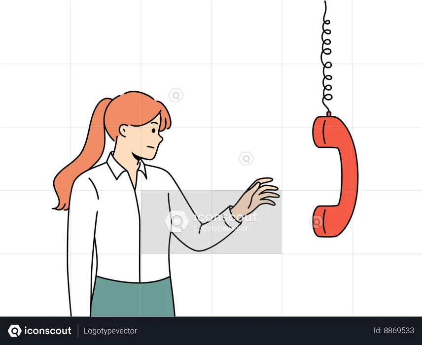 Woman does not want to answer unknown call  Illustration