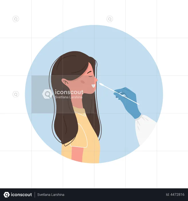 Woman does PCR test  Illustration