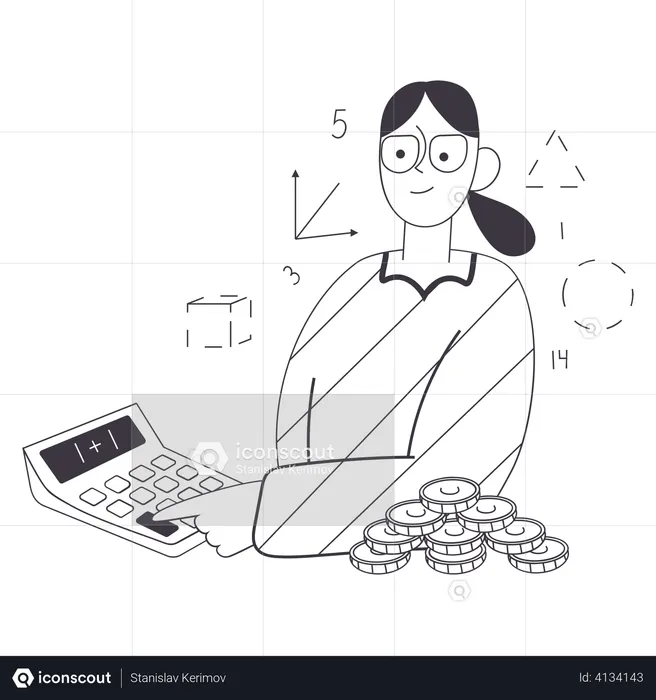 Woman doing accounting  Illustration