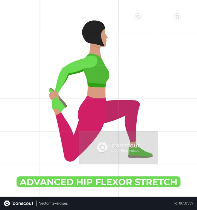 Woman Doing Advanced Hip Flexor Stretch  Illustration