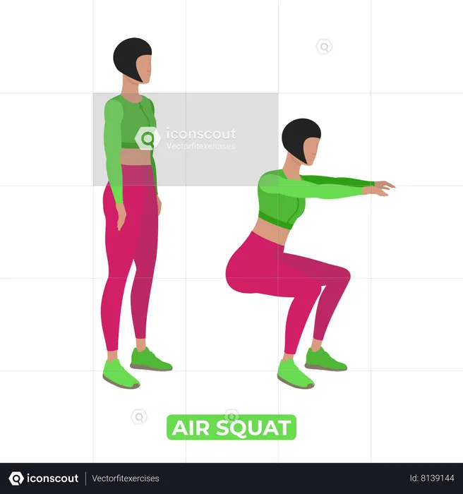 Woman Doing Air Squat  Illustration