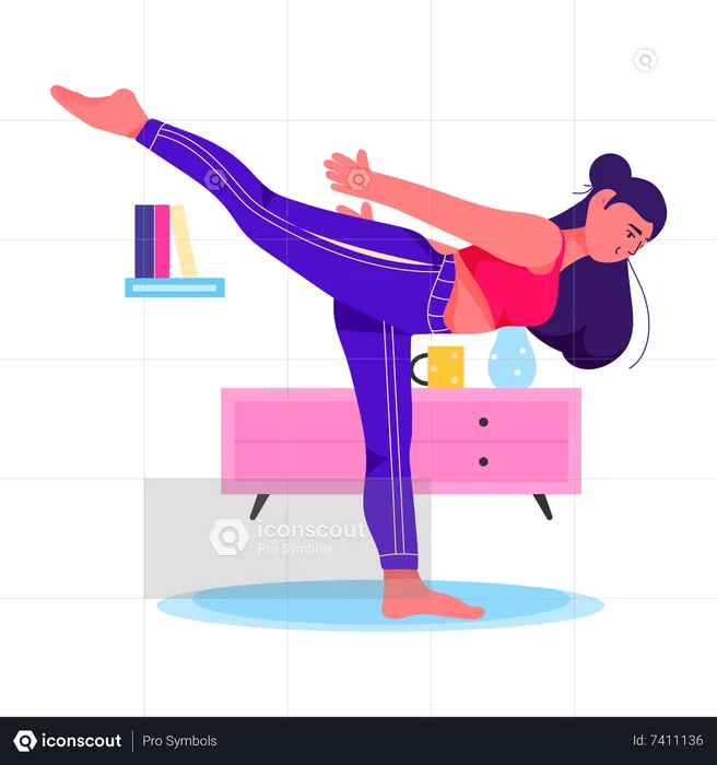 Woman doing Airplane Pose  Illustration