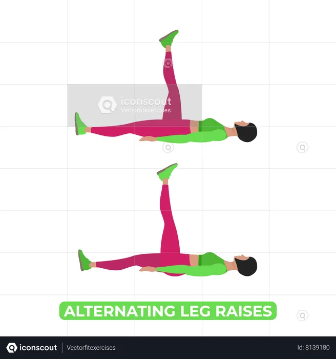 Woman Doing Alternating Leg Raises  Illustration