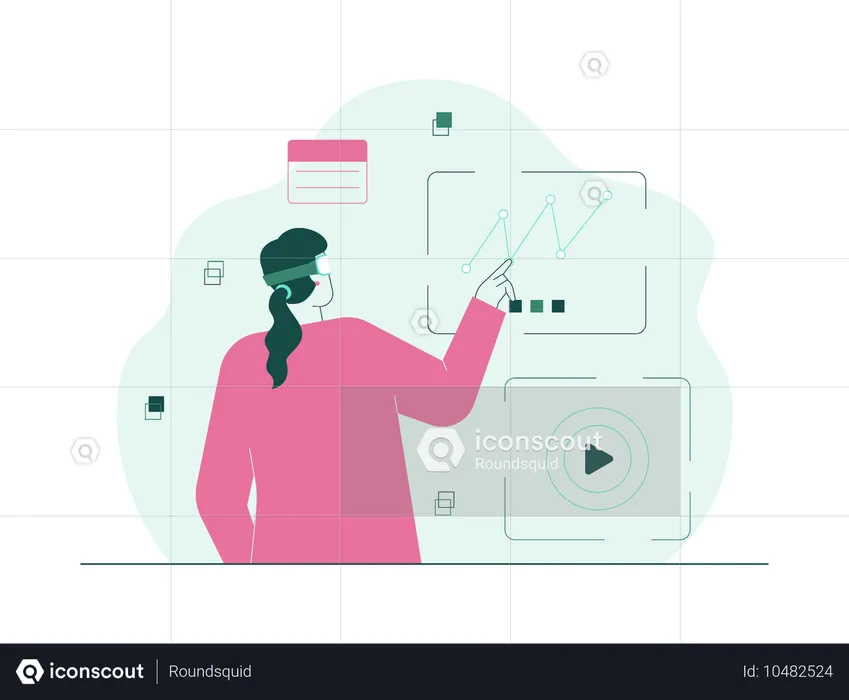 Woman doing analysis using VR  Illustration