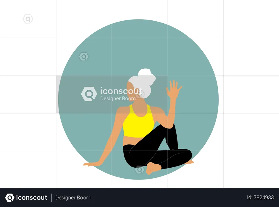 Woman doing Ardha Matsyendrasana  Illustration