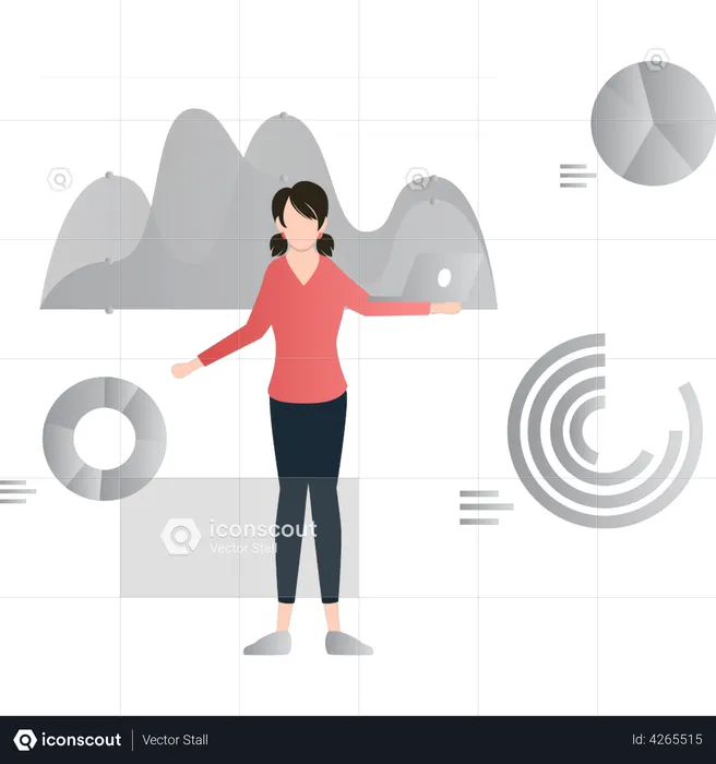 Woman doing big data analysis  Illustration