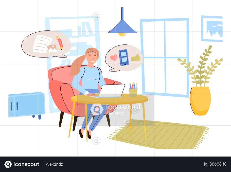 Woman doing blogging  Illustration