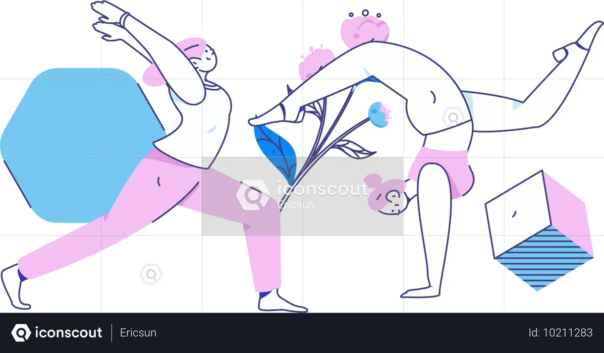 Woman doing body stretching  Illustration