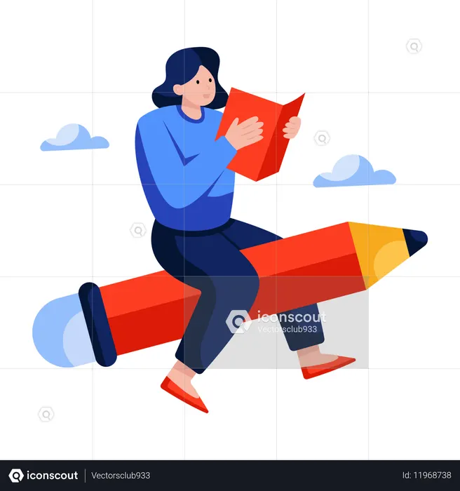 Woman doing Book reading  Illustration