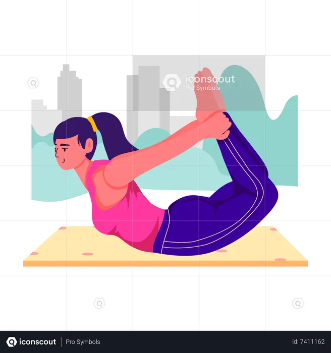 Woman doing Bow Pose  Illustration