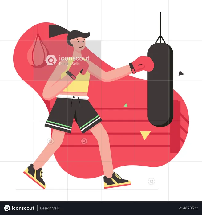Woman doing boxing  Illustration