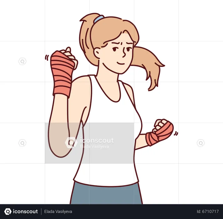 Woman doing boxing practice  Illustration