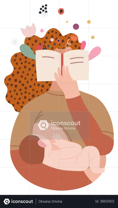 Woman Doing breast feeding  Illustration