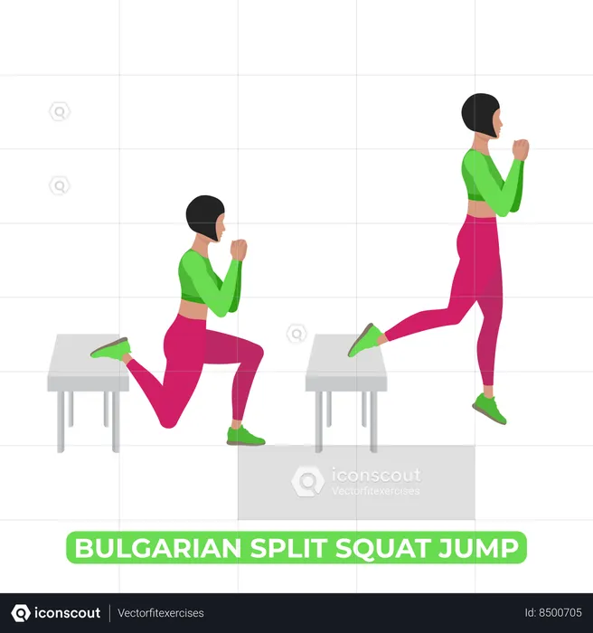 Woman Doing Bulgarian Split Squat Jump  Illustration
