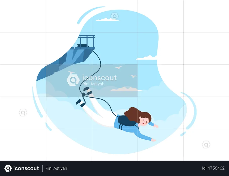 Woman Doing Bungee Jumping  Illustration