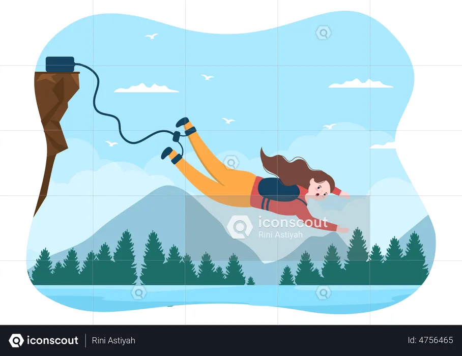 Woman Doing Bungee Jumping  Illustration