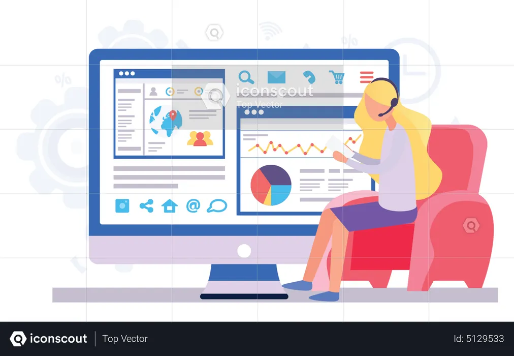 Woman doing business analysis  Illustration