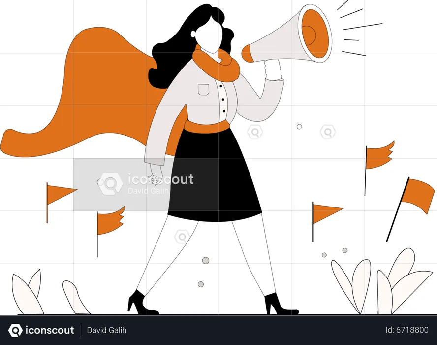 Woman doing Business Marketing  Illustration