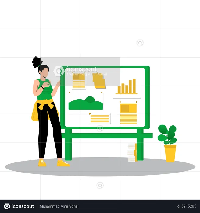 Woman doing business plan  Illustration