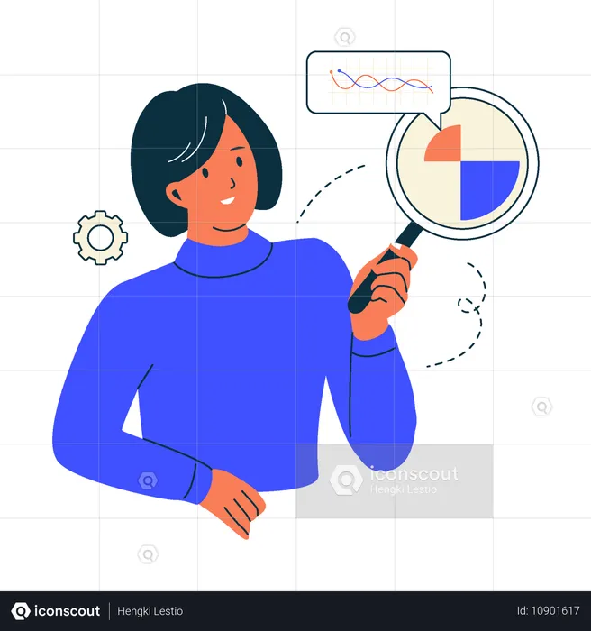 사업 연구를 하는 여성  일러스트레이션