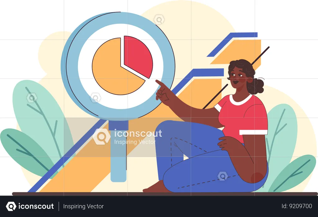 Woman doing business research  Illustration