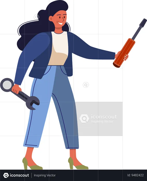 Woman doing business synchronization  Illustration