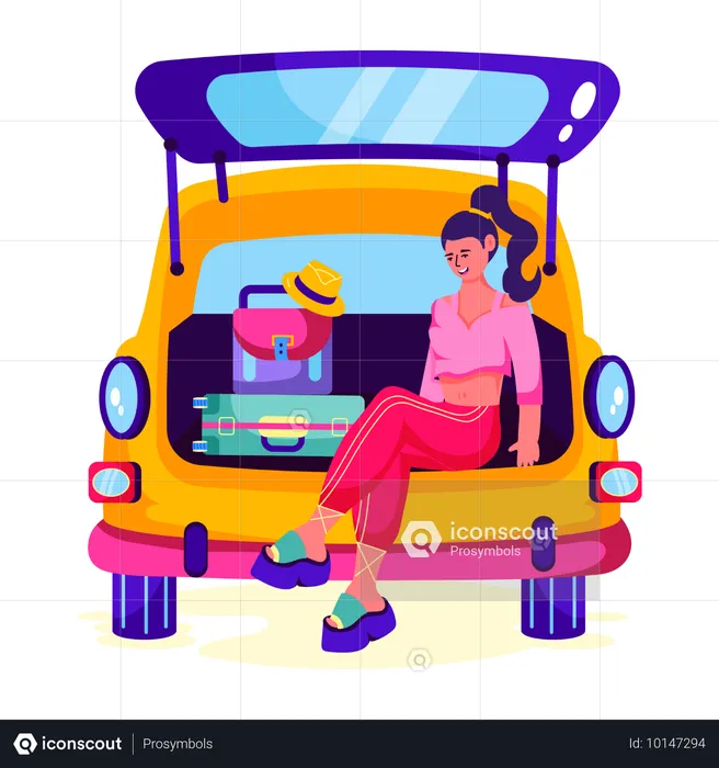 Woman doing Car Loading  Illustration