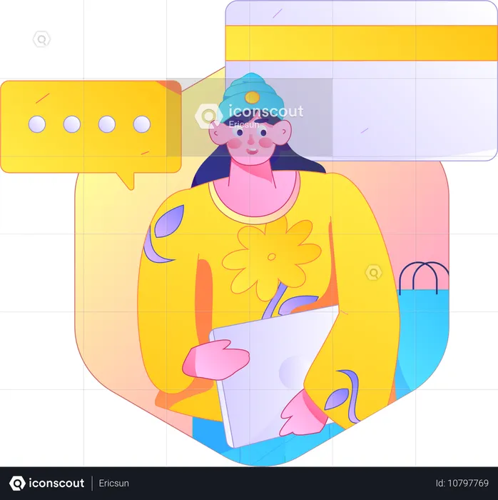 Woman doing card payment  Illustration