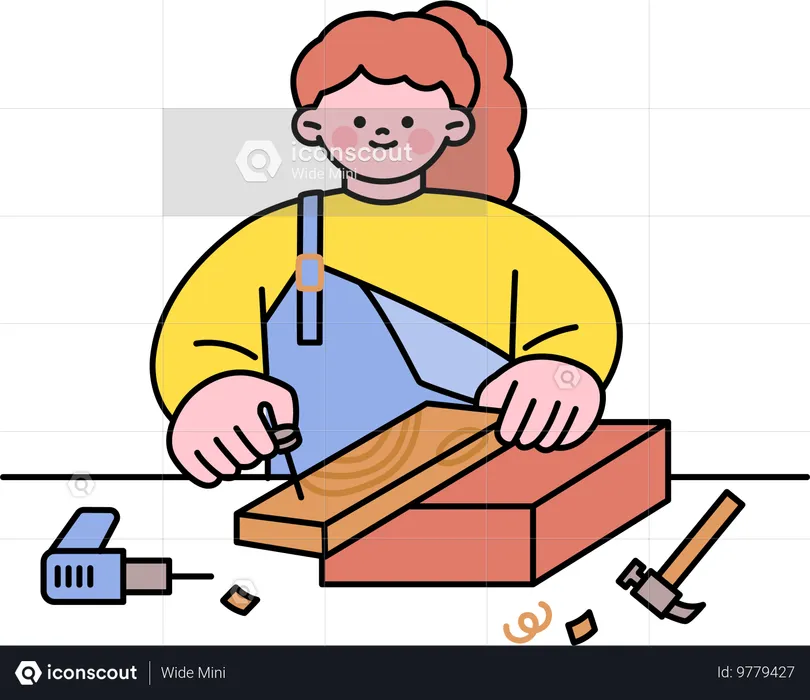 Woman doing carpentry work  Illustration