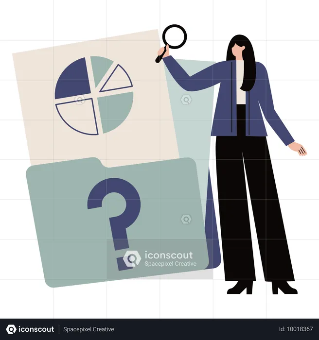 Woman doing case file research  Illustration