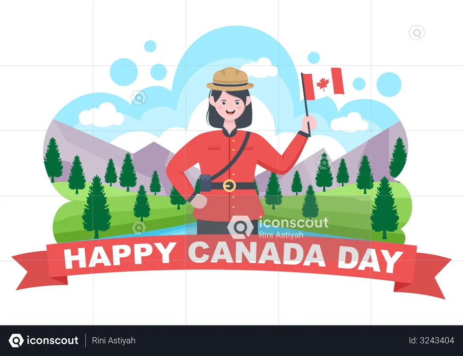 Woman doing celebration of Canada Day  Illustration