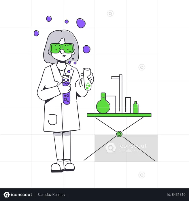 Woman doing chemistry experiments  Illustration