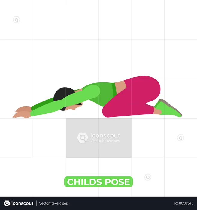 Woman Doing Child Pose Stretch Illustration - Free Download Gym ...