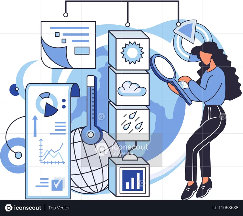 Woman doing climate analysis  Illustration