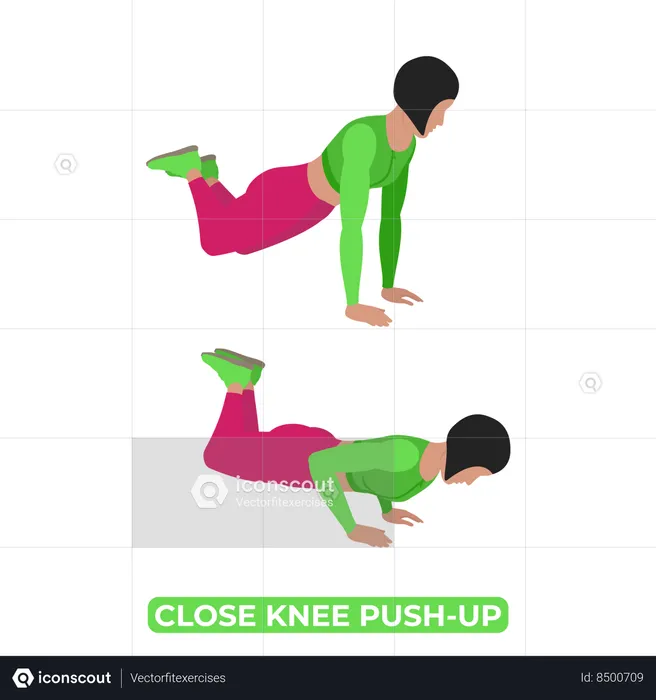 Woman Doing Close Knee Push Up  Illustration