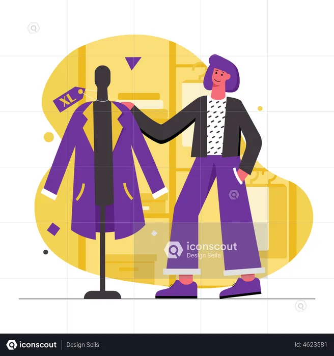 Woman doing clothes shopping  Illustration